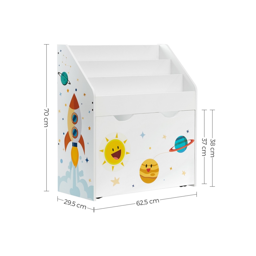 Children's bookcase with drawer ANET white