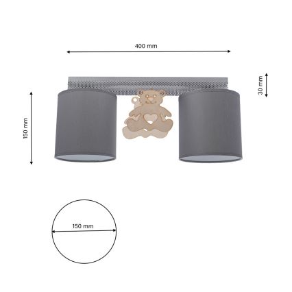 Children's ceiling light BEAR 2xE27/60W/230V