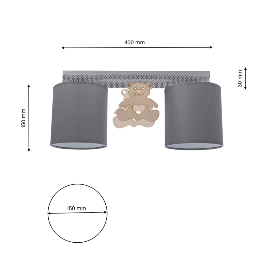 Children's ceiling light BEAR 2xE27/60W/230V