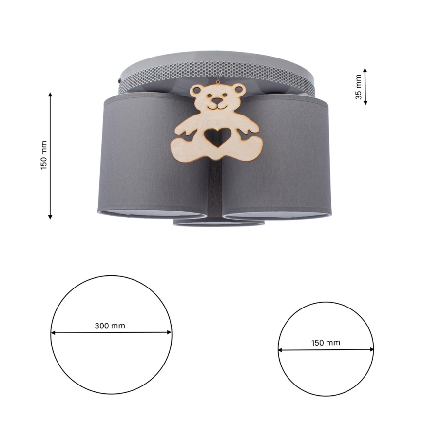 Children's ceiling light BEAR 3xE27/60W/230V