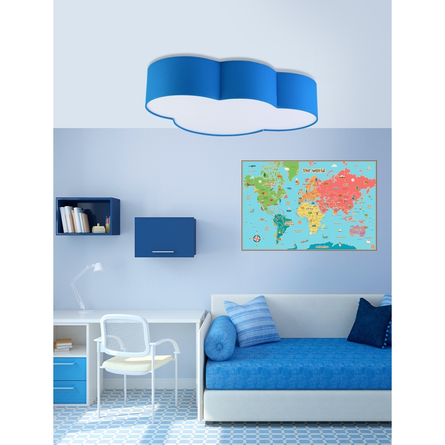 Children's ceiling light CLOUD 4xE27/15W/230V blue