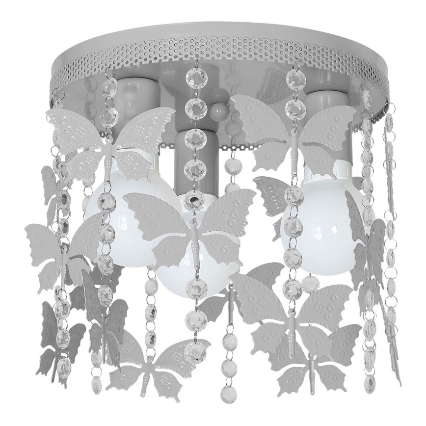 Children's ceiling light ELZA butterflies 3xE27/60W/230V grey