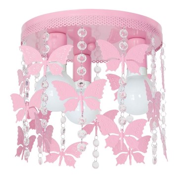 Children's ceiling light ELZA butterflies 3xE27/60W/230V pink