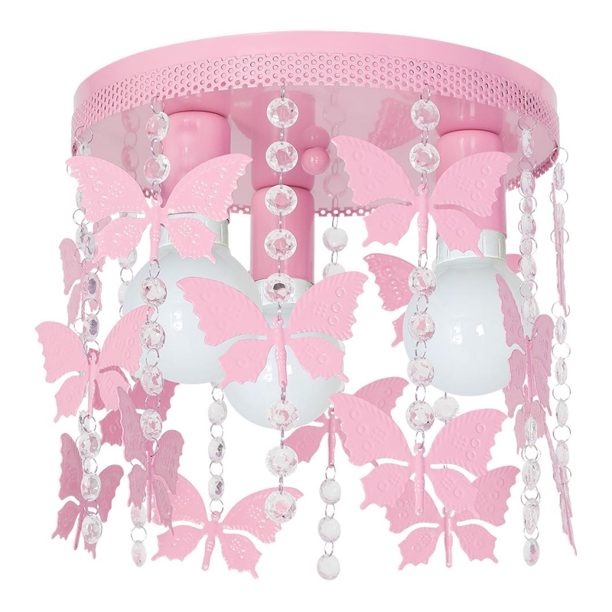 Children's ceiling light ELZA butterflies 3xE27/60W/230V pink