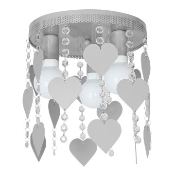 Children's ceiling light ELZA hearts 3xE27/60W/230V grey