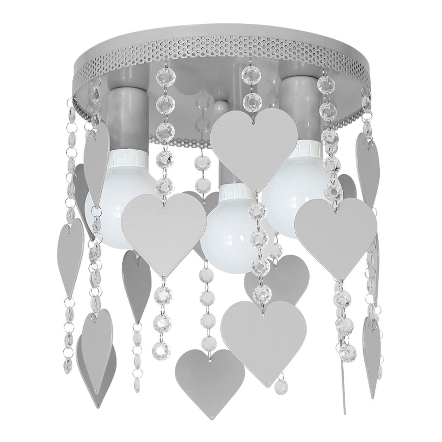 Children's ceiling light ELZA hearts 3xE27/60W/230V grey