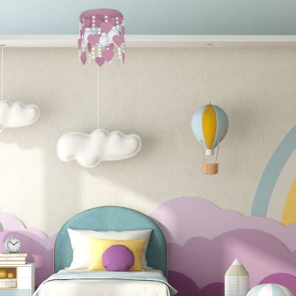 Children's ceiling light ELZA hearts 3xE27/60W/230V pink