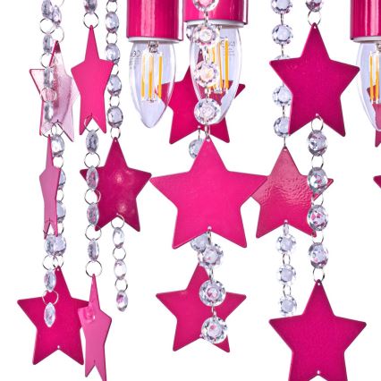 Children's ceiling light ELZA stars 3xE27/60W/230V dark pink