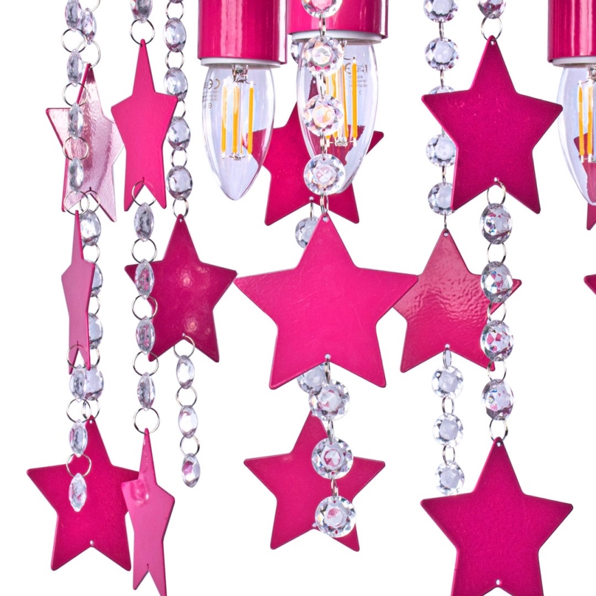 Children's ceiling light ELZA stars 3xE27/60W/230V dark pink