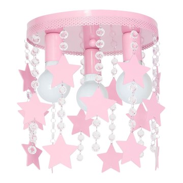 Children's ceiling light ELZA stars 3xE27/60W/230V pink