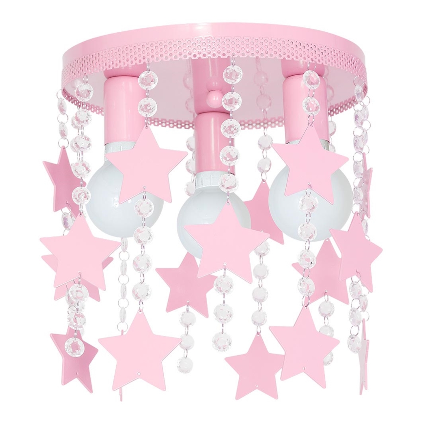 Children's ceiling light ELZA stars 3xE27/60W/230V pink