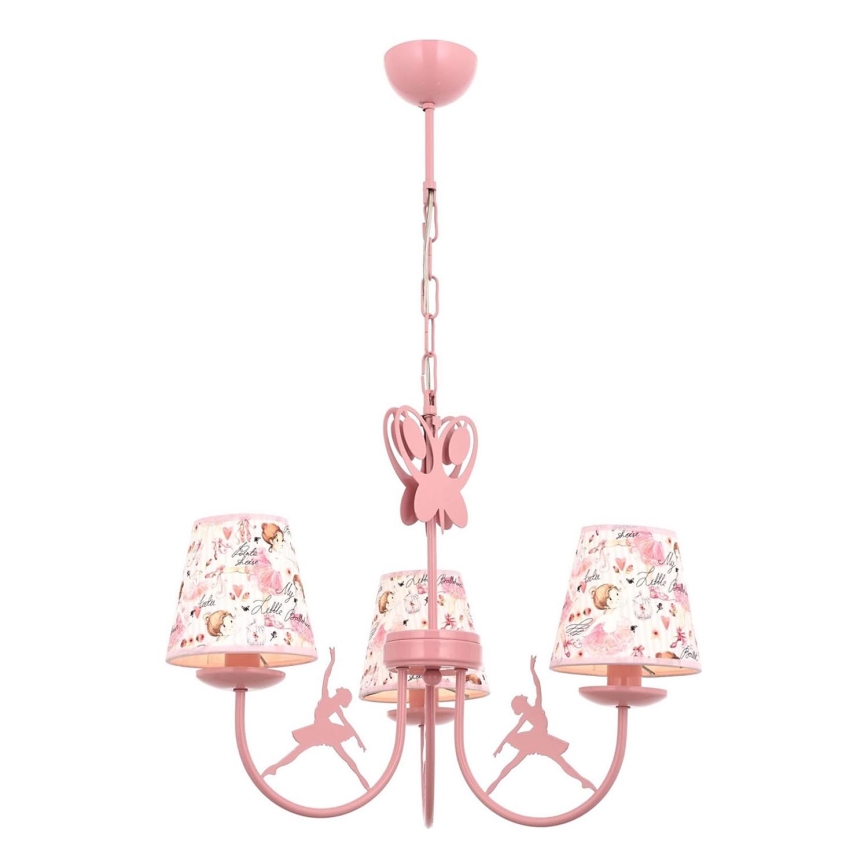 Children's chandelier BALLENNA 3xE14/40W/230V pink