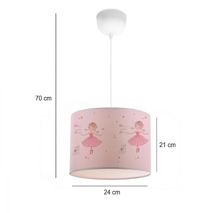 Children's chandelier CANDY 1xE27/40W/230V pink