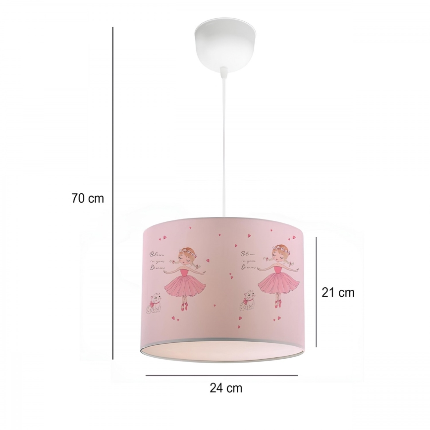 Children's chandelier CANDY 1xE27/40W/230V pink