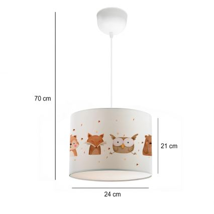 Children's chandelier CANDY 1xE27/40W/230V white/brown