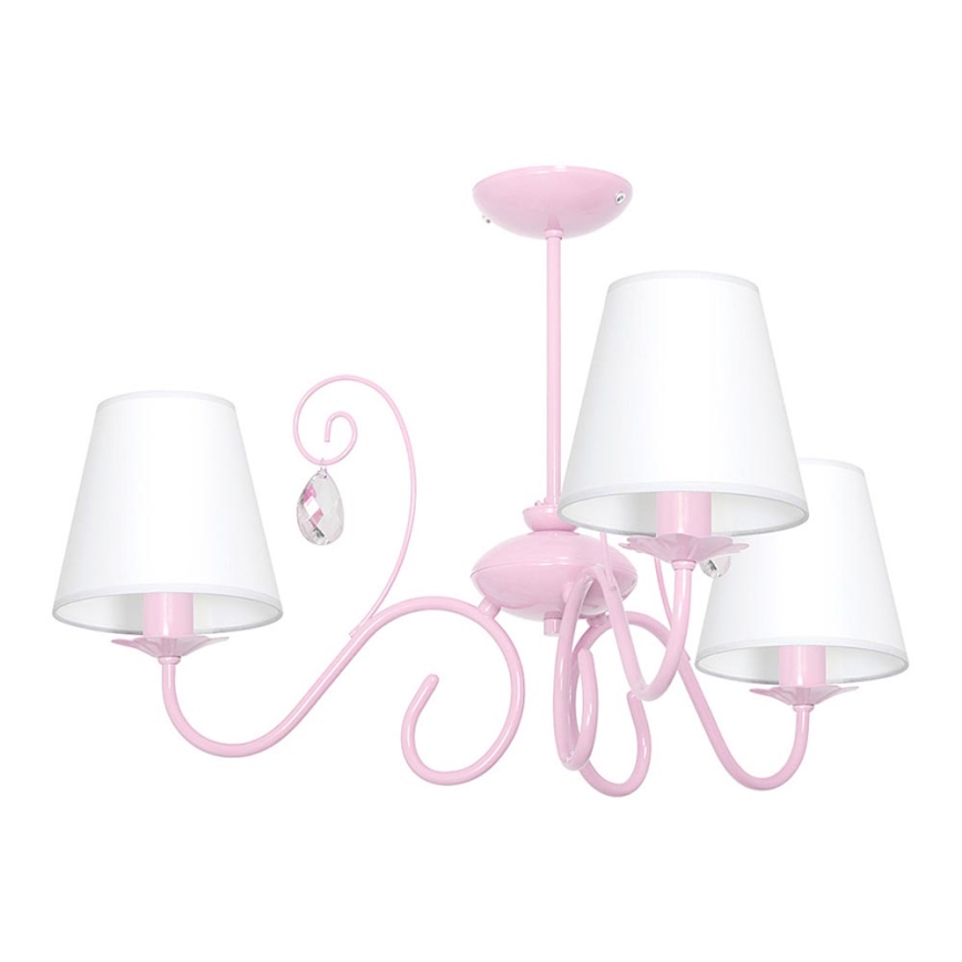 Children's chandelier LAURA 3xE14/60W/230V light pink