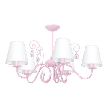 Children's chandelier LAURA 5xE14/60W/230V light pink