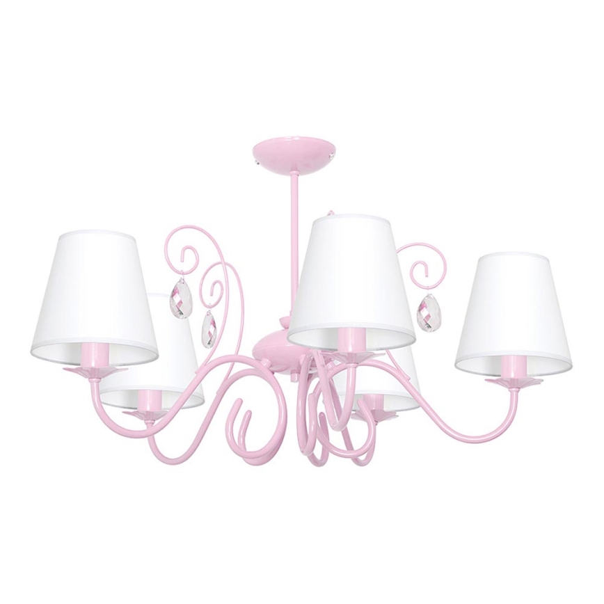 Children's chandelier LAURA 5xE14/60W/230V light pink