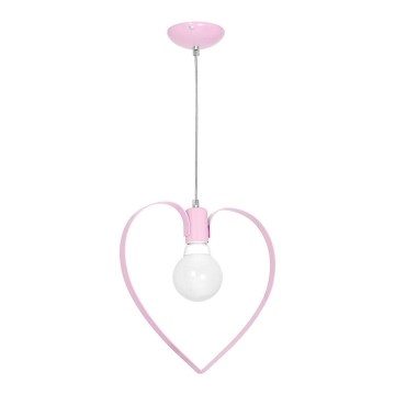 Children's chandelier LOVE 1xE27/60W/230V light pink