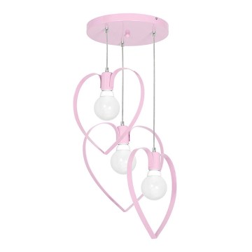Children's chandelier LOVE 3xE27/60W/230V light pink