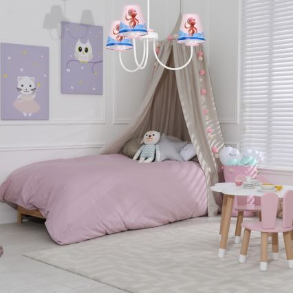 Children's chandelier on a pole OCTOPUS 3xE14/40W/230V
