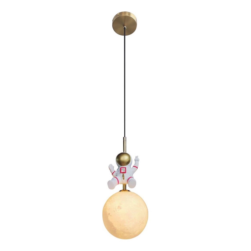 Children's chandelier on a string ASTRONAUT 1xE27/60W/230V d. 15 cm gold/beige