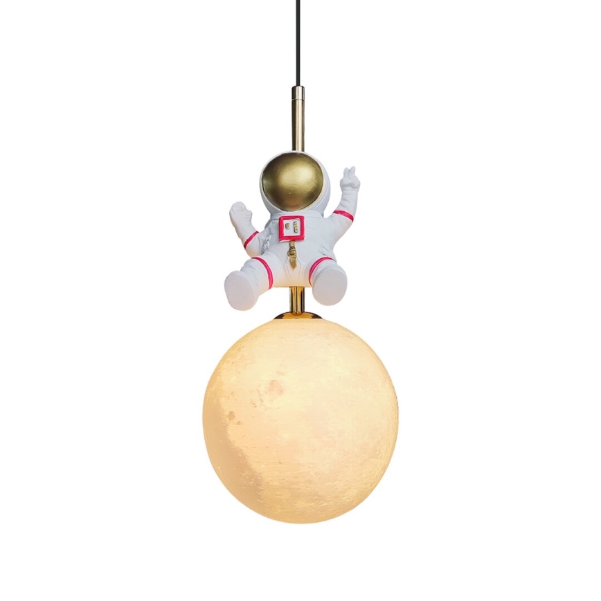 Children's chandelier on a string ASTRONAUT 1xE27/60W/230V d. 15 cm gold/beige
