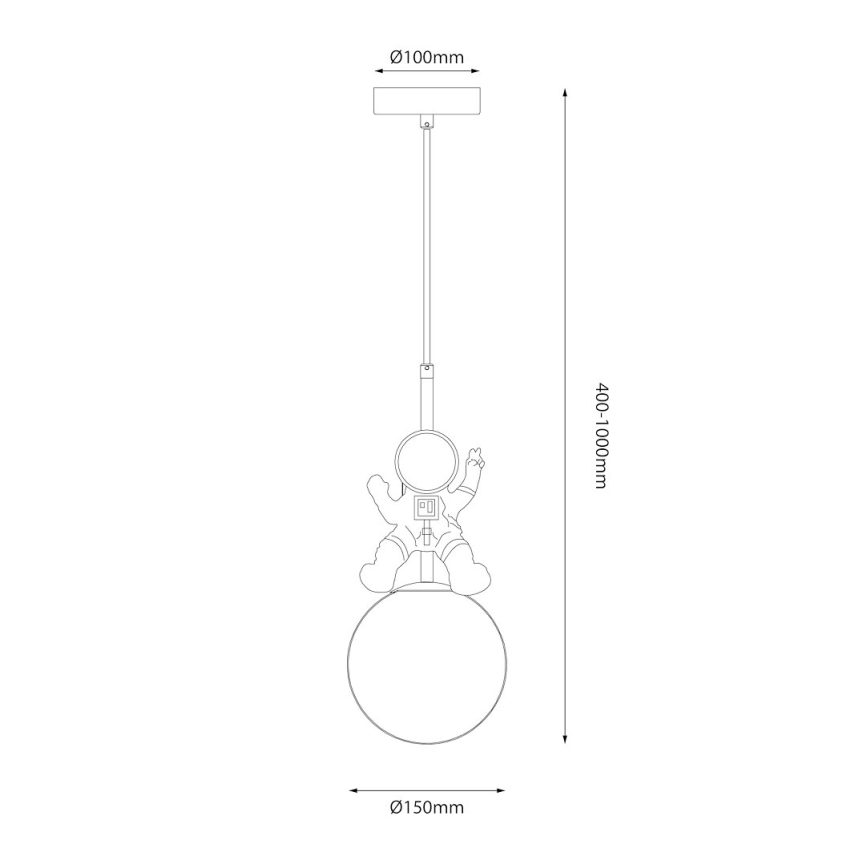 Children's chandelier on a string ASTRONAUT 1xE27/60W/230V d. 15 cm gold/beige
