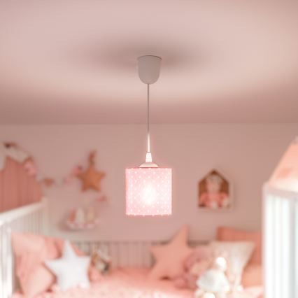 Children's chandelier on a string DOTS 1xE27/15W/230V d. 15 cm pink