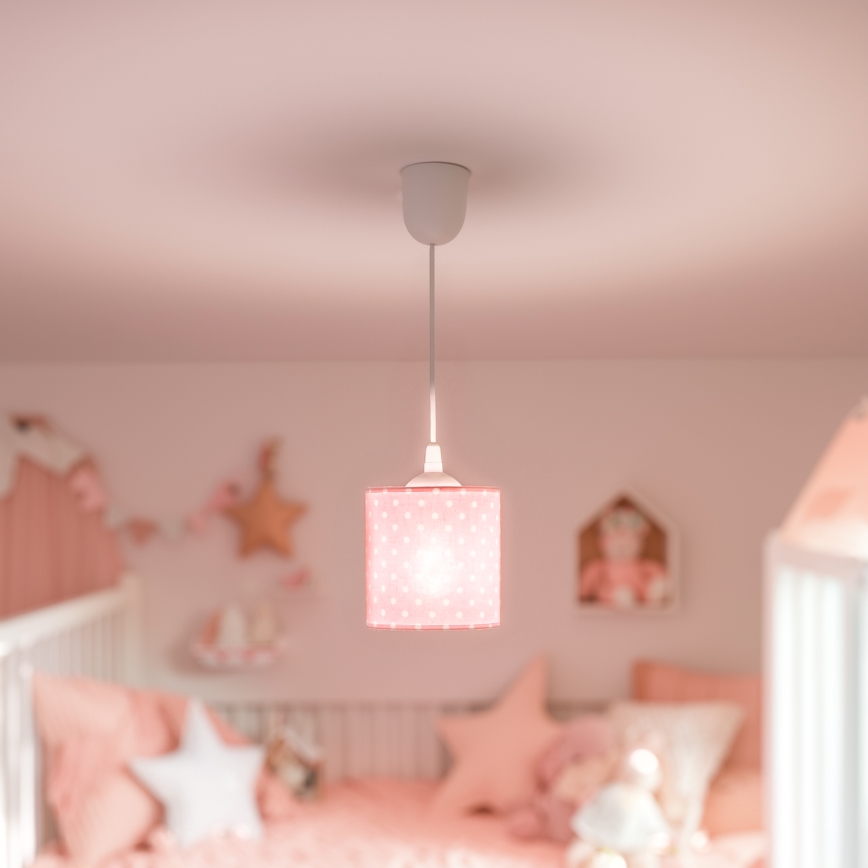 Children's chandelier on a string DOTS 1xE27/15W/230V d. 15 cm pink