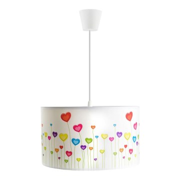 Children's chandelier on a string HEARTS 1xE27/60W/230V
