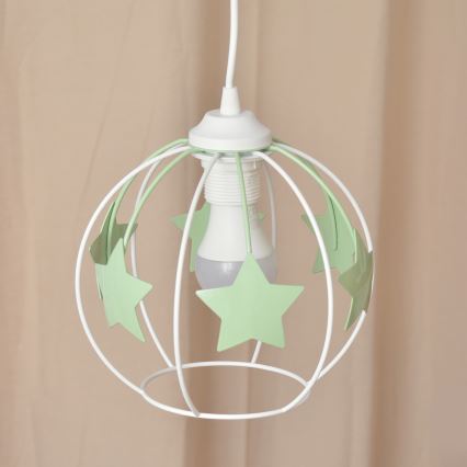 Children's chandelier on a string STARS 1xE27/15W/230V green/white