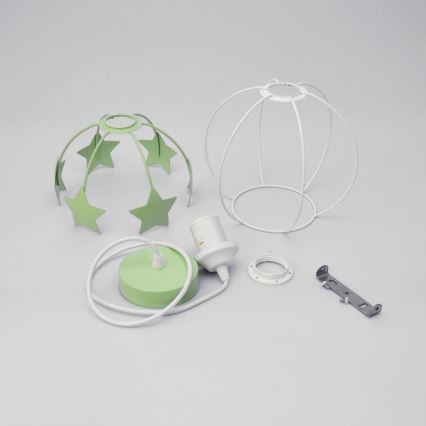 Children's chandelier on a string STARS 1xE27/15W/230V green/white