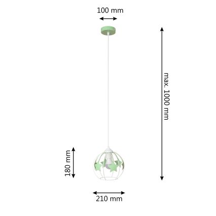 Children's chandelier on a string STARS 1xE27/15W/230V green/white