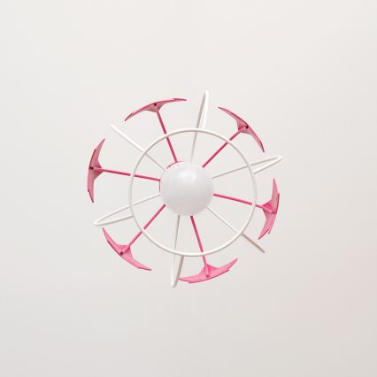 Children's chandelier on a string STARS 1xE27/15W/230V pink/white