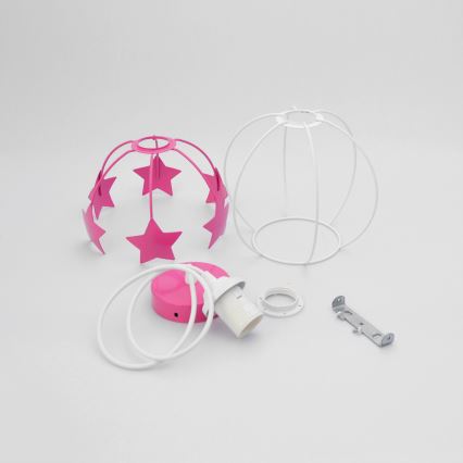 Children's chandelier on a string STARS 1xE27/15W/230V pink/white