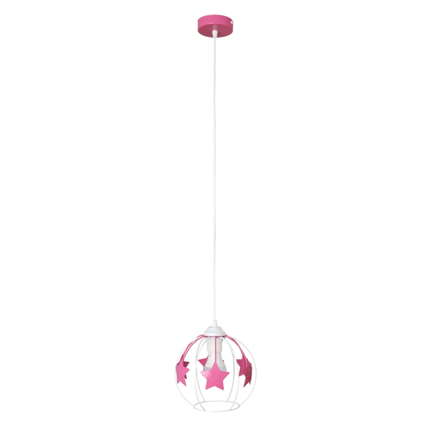 Children's chandelier on a string STARS 1xE27/15W/230V pink/white