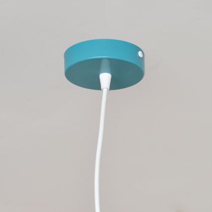 Children's chandelier on a string STARS 1xE27/15W/230V turquoise/white