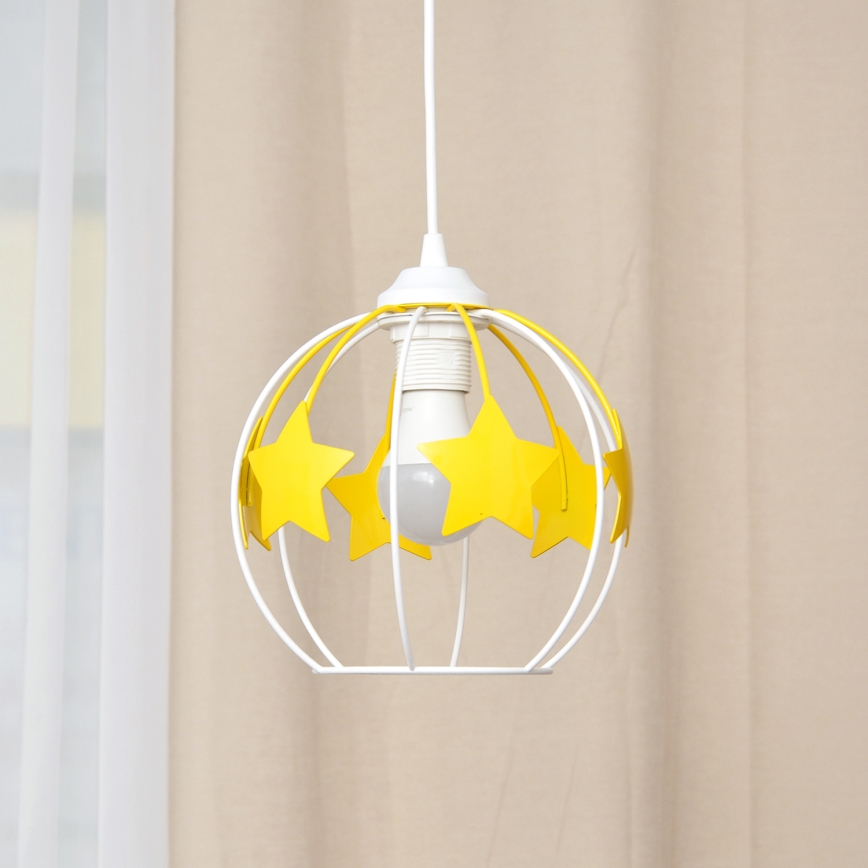 Children's chandelier on a string STARS 1xE27/15W/230V yellow/white