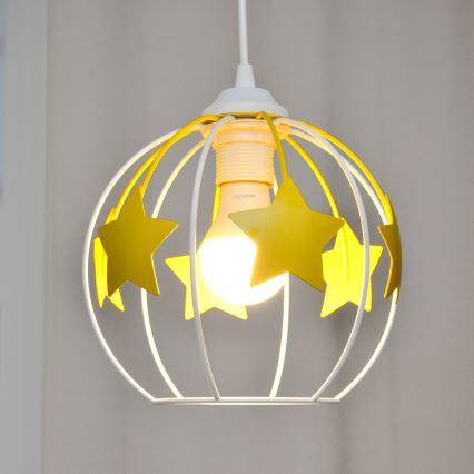 Children's chandelier on a string STARS 1xE27/15W/230V yellow/white