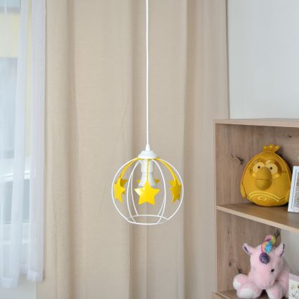 Children's chandelier on a string STARS 1xE27/15W/230V yellow/white