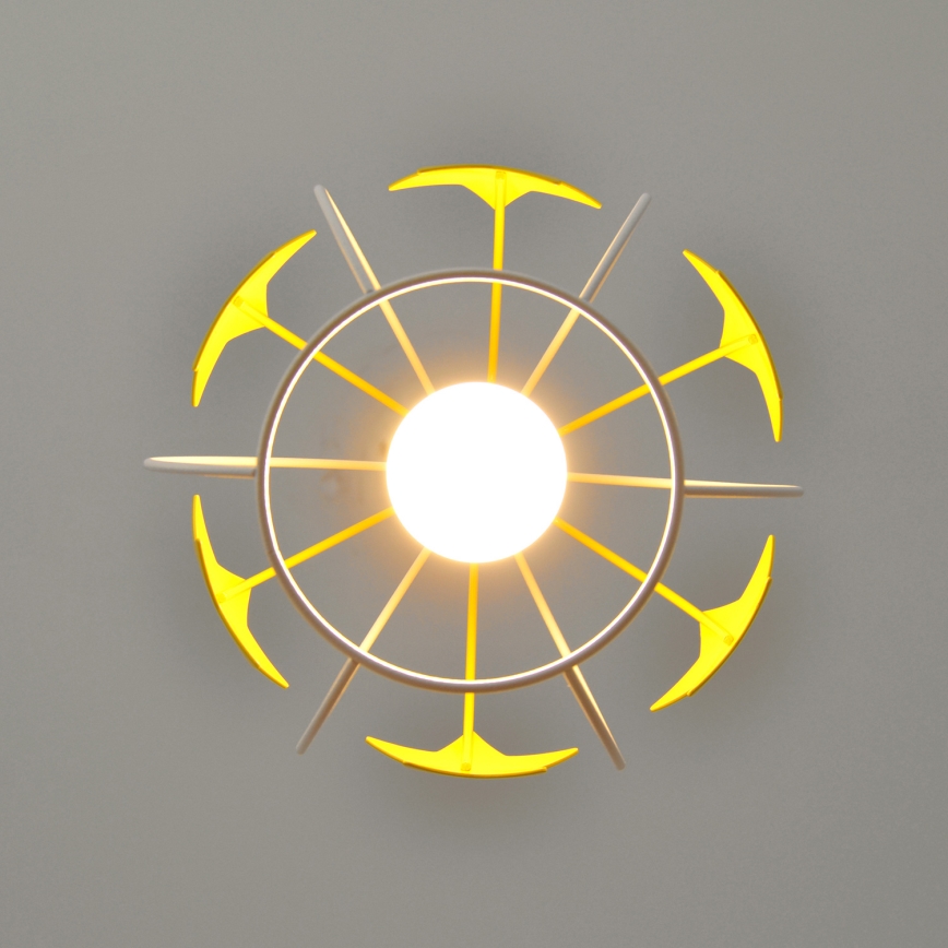 Children's chandelier on a string STARS 1xE27/15W/230V yellow/white