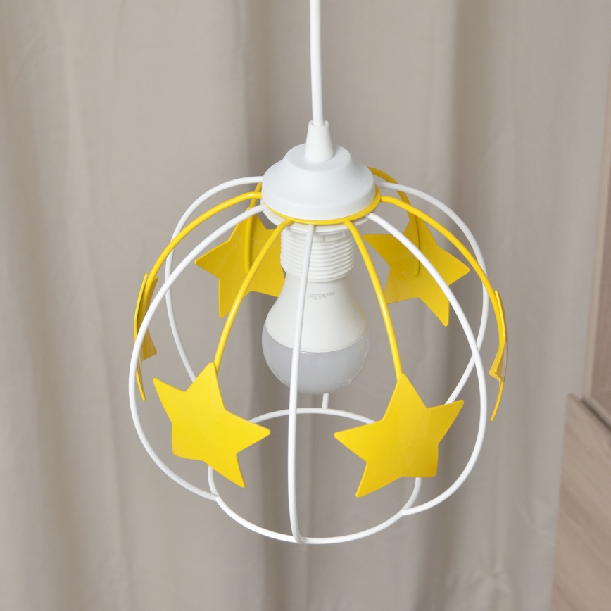 Children's chandelier on a string STARS 1xE27/15W/230V yellow/white