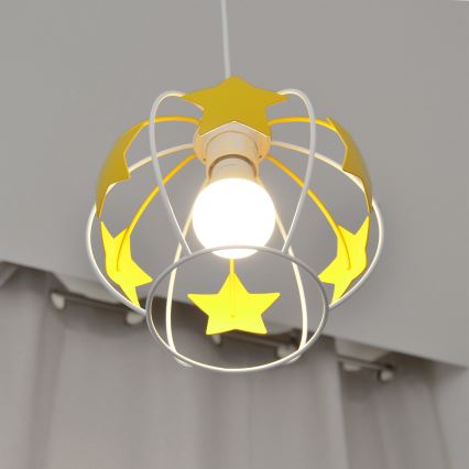 Children's chandelier on a string STARS 1xE27/15W/230V yellow/white