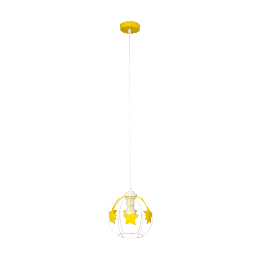 Children's chandelier on a string STARS 1xE27/15W/230V yellow/white