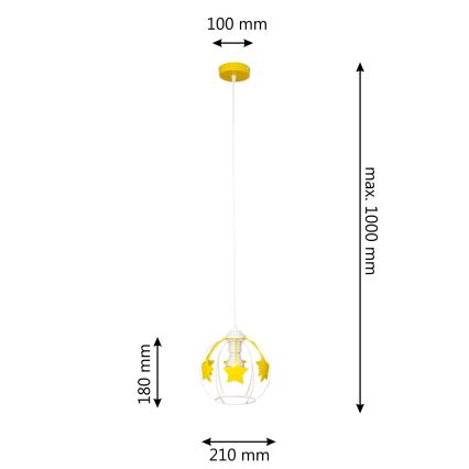 Children's chandelier on a string STARS 1xE27/15W/230V yellow/white
