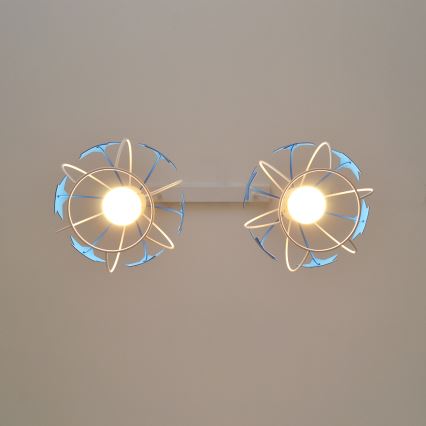 Children's chandelier on a string STARS 2xE27/15W/230V blue/white