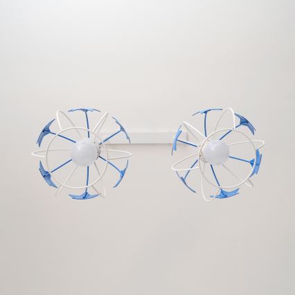 Children's chandelier on a string STARS 2xE27/15W/230V blue/white