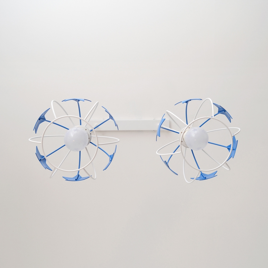 Children's chandelier on a string STARS 2xE27/15W/230V blue/white