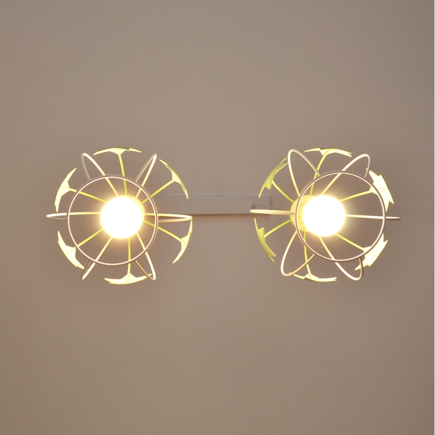 Children's chandelier on a string STARS 2xE27/15W/230V green/white